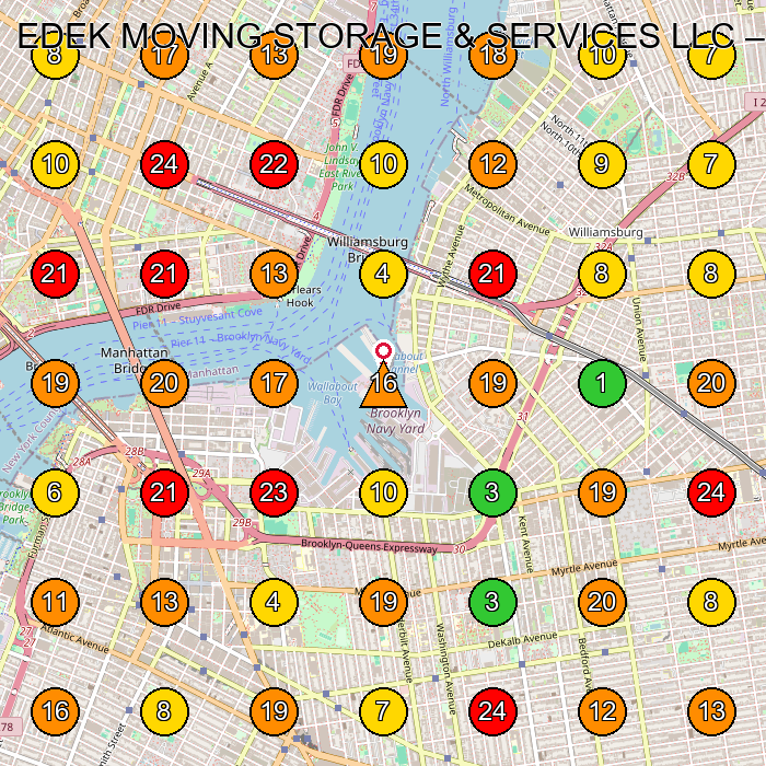 EDEK MOVING STORAGE & SERVICES LLC Moving And Storage Service GeoGrid ranking map for None
